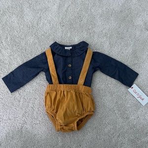 NWT Cat and Jack Navy and Yellow Two Piece Outfit, 6-9 months